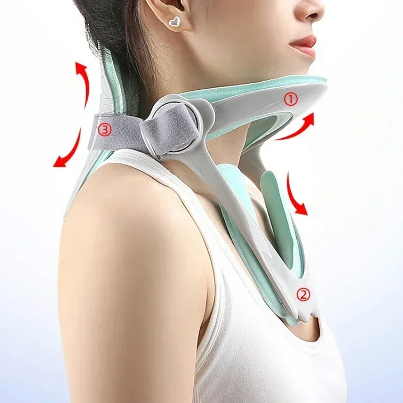 Cervical Collar Neck Brace Posture Corrector Breathing Spine Alignment Traction Device Pain Relief Support for Adults Men Women