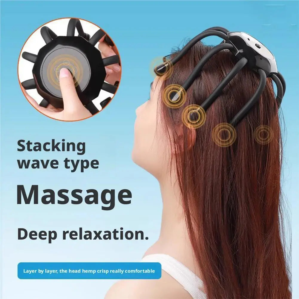Massager Octopus Automatic Multi-dimensional Electric Vibration Dredge Bluetooth Massager Relaxation Scalp G6z6
